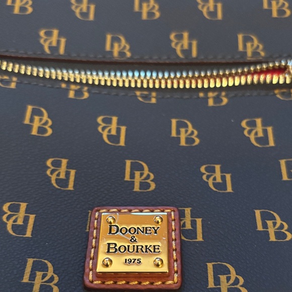 Dooney & Bourke Blue and Brown Monogram Shoulder Bag - Picture 2 of 11